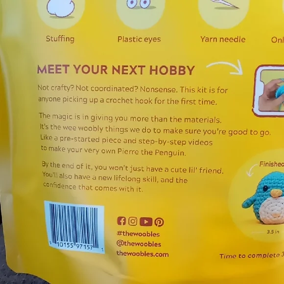 Pierre the Penguin Crochet Kit - Yellow and Blue - Picture 4 of 7